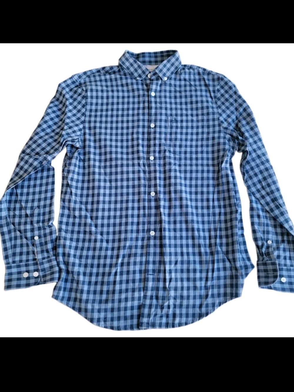 Penguin Munsingwear Men's L/S Shirt sz M Plaid Blue Green Button up